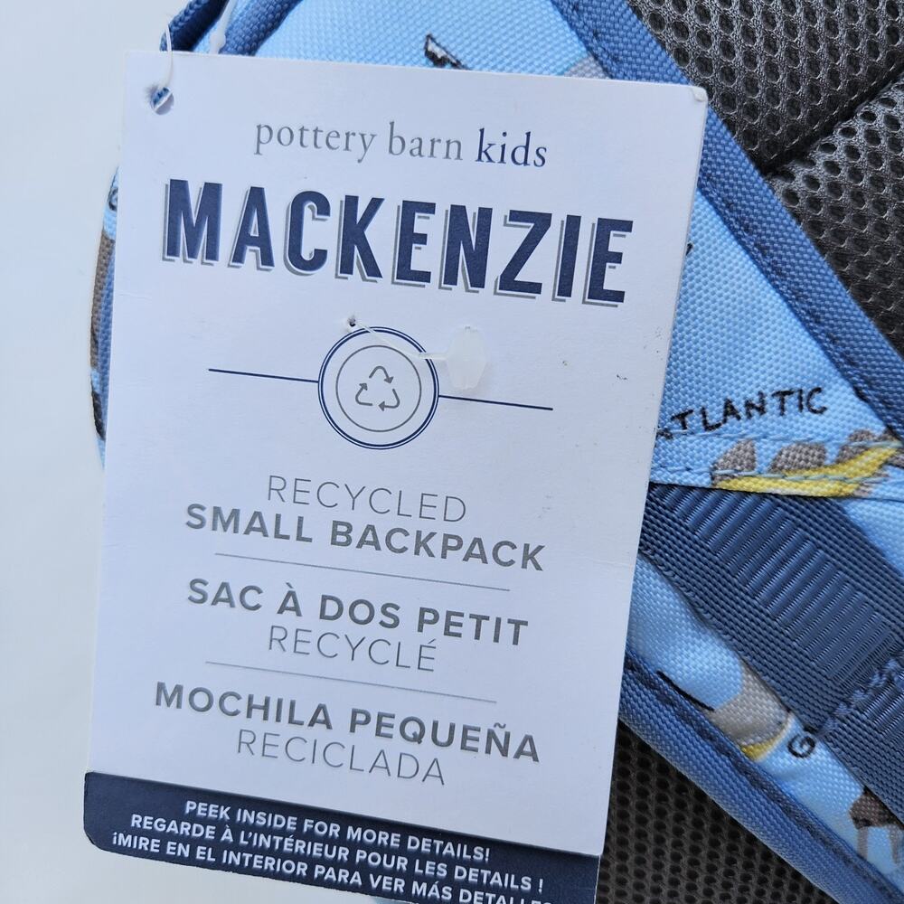 Pottery Barn Kids Mackenzie Blue “Save Our Seas” Backpack Ocean Animals travel - Picture 4 of 6